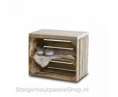 stylingathome hölzerne Nachttisch Obstkiste alt mit altem Regalbrett