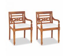 vidaXL Batavia-Stühle 2 Stk. mit Polstern Massivholz Teak