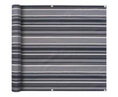 vidaXL Balkonsichtschutz Oxford-Gewebe 75 x 600 cm Grau Gestreift