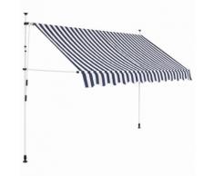 vidaXL Einziehbare Markise Handbetrieben 250 cm Blau/Weiß Gestreift