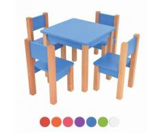 XXL Discount Kindertisch mit 4 stühle, 5 tlg. Set: Sitzgruppe für Kinder Blau