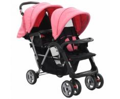 vidaXL Geschwisterwagen Rosa und Schwarz Stahl