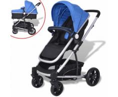 vidaXL 2-in-1 Buggy/Kinderwagen Aluminium blau und schwarz