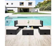 vidaXL 4-tlg. Garten-Lounge-Set mit Auflagen Poly Rattan Schwarz