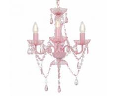 vidaXL Kronleuchter mit Perlen Rosa Rund 3×E14