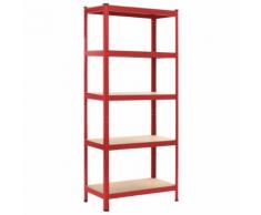 vidaXL Lagerregal Rot 80 x 40 x 180 cm Stahl und MDF