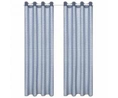 vidaXL Gewebte Gardinen 2 Stk. Gestreift 140 x 225 cm Stahlgrau