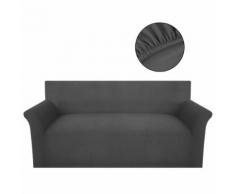 vidaXL Sofahusse Sofabezug Stretchhusse Polyester Rippstrick Grau