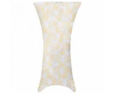 vidaXL 2 Stück Stretch-Tischdecken Weiß mit goldenem Druck 60 cm