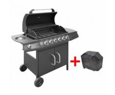vidaXL Gasgrill 6+1 Brenner Schwarz