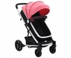 vidaXL 2-in-1 Buggy/Kinderwagen Rosa und Schwarz Aluminium