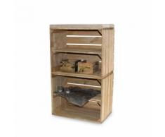 stylingathome Schrank hoch aus Obstkisten alt mit altem Regalbett