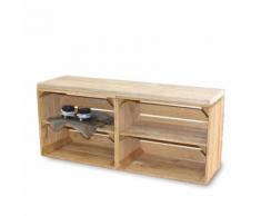 Home & Styling Schuhschrank aus Obstkisten alt mit altem Regalbrett lang