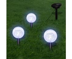 vidaXL Solarkugel 3 LED Gartenleuchten mit Erdspießen & Solarmodul