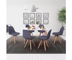 vidaXL 7-teilige Essgruppe Tisch Stühle Weiß und Dunkelgrau