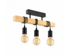 EGLO Deckenleuchte Townshend 3 Lampen Holz Schwarz und Beige