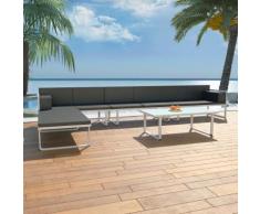vidaXL 5-tlg. Garten-Lounge-Set Textilene Aluminium Schwarz