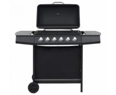 vidaXL Gasgrill mit 6 Brennern Stahl Schwarz