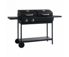 vidaXL Gas- und Holzkohle-Grill mit 2 Brennern