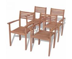 vidaXL Stapelbare Gartenstühle 4 Stk. Massivholz Teak