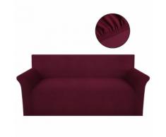 vidaXL Sofahusse Sofabezug Stretchhusse Polyester Rippstrick Burgunderrot