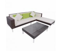 vidaXL 4-tlg. Garten-Lounge-Set mit Auflagen Poly Rattan Braun