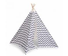 CHILDWOOD Tipi Kinderzelt 143x135x135 cm Grau und Weiß TIPZIG