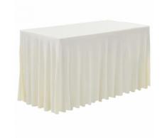 vidaXL 2 Stück Tischdecken mit Rand Stretch Creme 243 x 76 x 74 cm
