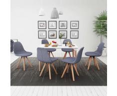 vidaXL 7-teilige Essgruppe Tisch Stühle Weiß und Hellgrau