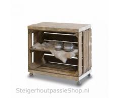 stylingathome hölzerne Nachttisch Obstkiste alt mit altem Regalbrett