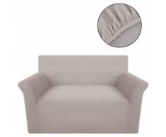 vidaXL Sofahusse Sofabezug Stretchhusse Beige Polyester Rippstrick