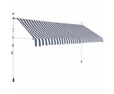 vidaXL Einziehbare Markise Handbetrieben 400 cm Blau/Weiß Gestreift