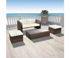 vidaXL 4-tlg. Garten-Lounge-Set mit Auflagen Poly Rattan Braun