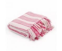 vidaXL Überwurf Baumwolle Streifen 160 x 210 cm Rosa und Weiss
