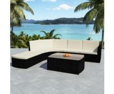 vidaXL 4-tlg. Garten-Lounge-Set mit Auflagen Poly Rattan Schwarz