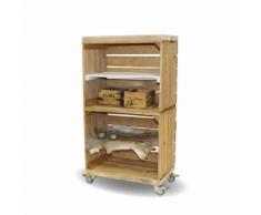 stylingathome Schrank hoch aus Obstkisten alt mit weissen Regalbett