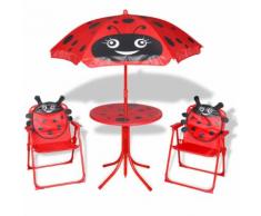 vidaXL Garten-Sitzgruppe für Kinder mit Sonnenschirm Rot