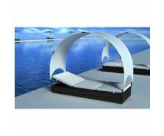 vidaXL Sonnenliege mit Sonnendach Poly Rattan Schwarz