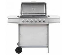 vidaXL Gasgrill mit 6 Brennern Edelstahl Silbern