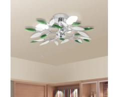 vidaXL Deckenleuchte Weiße & Grüne Acrylglas-Blätter 3 × E14-Lampen