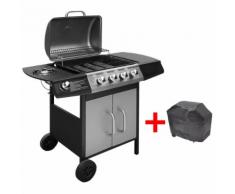 vidaXL Gasgrill 4+1 Brenner Schwarz und Silbern