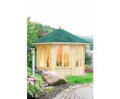WOLFF FINNHAUS Holzpavillon »Capri 3.5«, BxT: 430x430 cm, mit grün-schwarzen Schindeln