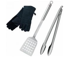 ROESLE Grillbesteck-Set, (1 Zange, 1 Wender, 1 Paar Grillhandschuhe)