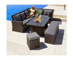 MERXX Gartenmöbelset »Mallorca«, 17-tlg., 2x 3er-Sofa, Bank, Hocker, Tisch 150x85, Polyrattan