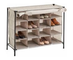Zeller Textil-Schuhregal »Stripes«, 16 Fächer, Vlies/Metall, beige