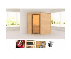 KARIBU Massivholzsauna »Yassin«, 196/144/187 cm, 3-6-KW Plug & Play mit int. Strg.