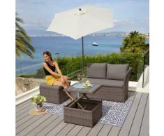 KONIFERA Loungeset »Marseille Premium«, 7-tlg., 2er Sofa, 1 Hocker, Tisch 57x57x36-63 cm, Polyrattan
