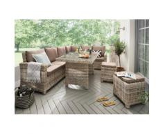 DESTINY Loungeset »Alcudia«, 21-tlg., Ecklounge, 2 Hocker, Tisch 150x90 cm, Polyrattan