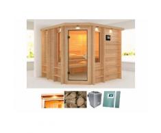 KARIBU Massivholzsauna »Marona«, 264x253x212 cm, 9-KW-Bio-Ofen mit ext. Steuerung