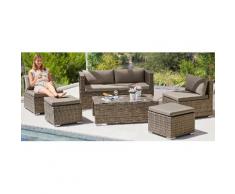 MERXX Loungeset »Vigo«, 16-tlg., 2er-Bank, 2 Sessel, 2 Hocker, Tisch, Polyrattan